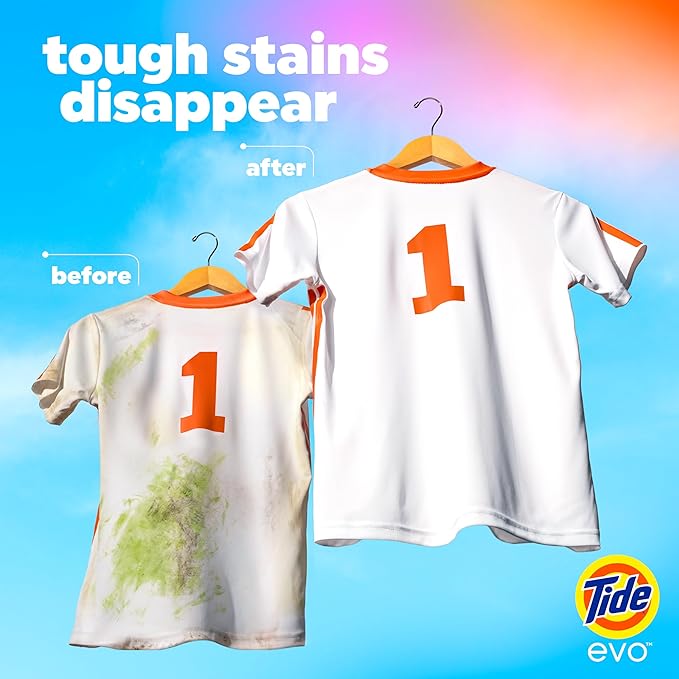 Tide evo Original Scent Laundry Detergent Fiber Tiles Works on 100% of Common Stains Safe for All Machines and Water Conditions Concentrated HE Compatible Clean and Instant Dissolve, 42 Count