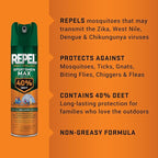 Repel Insect Repellent Sportsmen Max Formula 40% DEET 6.5 Ounces, Aerosol, 6 Pack