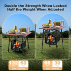 Odoland Portable Camping Table, 18.3"L x 16.5"W Folding Table with Adjustable Height 16.5" - 23.6", Large Beach Table with Storage Bag for Outdoor Camp, Cooking, Picnic, Travelling, Backyards, Fishing