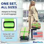 Luggage Straps for Suitcases - TSA Approved - Neon Green, 4 PK - Premium Nylon Belts for Suitcase, Briefcase & Travel Bag - Adjustable Strap Length 46" - 78"