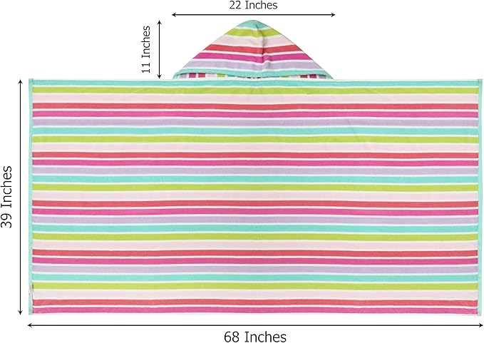 COTTON CRAFT Hooded Beach Towel – Oversized 39 x 68 Towel with Hood for Adults - 100% Cotton Velour Dobby Terry 450 GSM Pool Bath Wrap - Soft Absorbent Quick Dry – Pink Multi