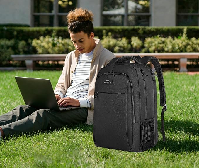 MATEIN Extra Large Travel Backpack, TSA Friendly 18.4 Inch Laptop Backpack, Anti Theft Flight Approved Business Work College Computer Backpack Big Bag for Women Men, Black