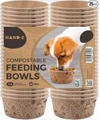 Small Dog Bowls - 25 Compostable Disposable Feeding Bowls for Dogs and Cats - Good for Dry or Wet Food, Hot or Cold Pet Food, and Travel