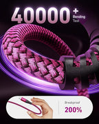 USB C Cable 60W Fast Charging [2 Pack 3FT], USB A to USB C Cable for CarPlay, USB to Type C iPhone Charger Durable Braided USBC Cord for iPhone 17/16/15/Pro Max, Samsung Galaxy S23 and More-Rose Red