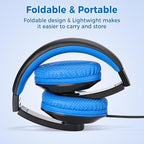 rockpapa Comfort+ Kids Headphones with Microphone, Boys Girls Student Over-Ear Headphones Wired Foldable for School Classroom Laptop PC Computer Tablet Black/Blue+Pink
