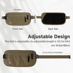 FuninCrea Waterproof Hidden Money Belt for Travel, Anti-Theft Belt Bag with RFID Blocking Function Adjustable Slim Waist Bag with 2 Zipper Pockets and 1 Back Pocket for Travel Running (Style 2, Black)