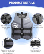 Owntop Swim Vest Adult Water Sport Vest Neoprene Floaties for Swimming, Boating, Kayaking, Fishing | Adjustable Zipper Dual Buckle Foldable Buoyancy Jacket