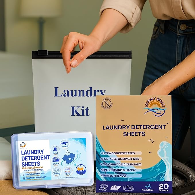 Travel Laundry Detergent Sheets 30 and 20 Pack – Hand Wash or Machine Wash Travel Detergent, Compact Sink Washing Detergent Strips for Clothes on Trips, Hotels & Cruises