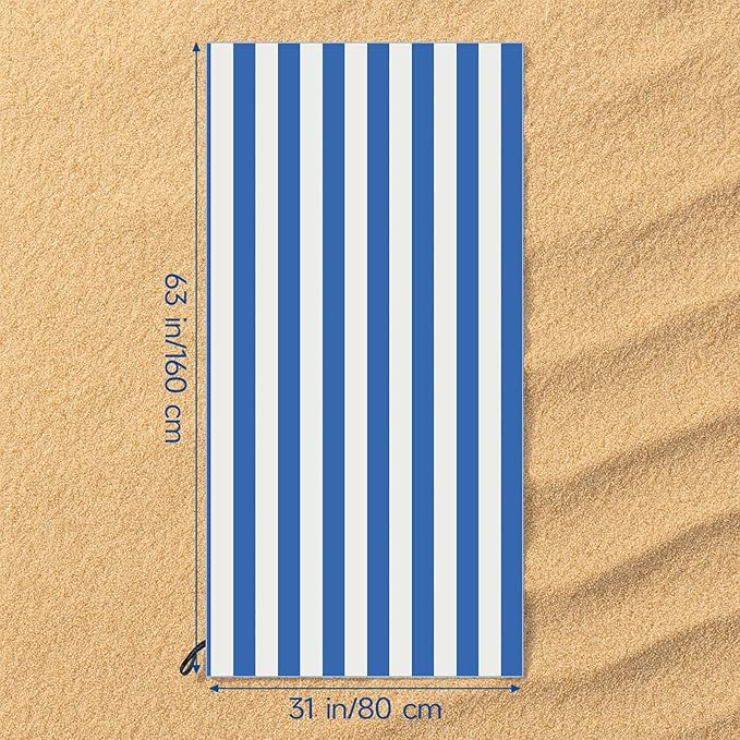 REDKISS 4 Pack Beach Towels 31x61 Inch, Ultra Lightweight Microfiber Pool Towels, Sand Free, Quick Dry & Highly Absorbent Cabana Striped Bath Towels for Beach, Swimming, Camping & Travel (Multicolor)