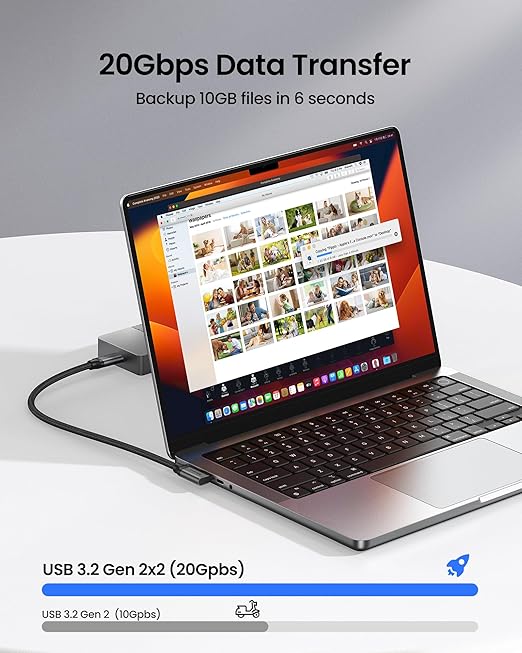 Silkland 20Gbps USB C Data Cable Right Angle, Short 1FT 90 Degree USB C 3.2 Gen 2x2 High Speed Data Transfer Cable, 5K/4K 60Hz Monitor Display, 240W PD Charging, Compatible for SSD, Hub, Dock, eGPU
