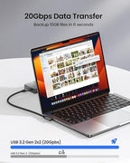 Silkland 20Gbps USB C Data Cable Right Angle, Short 1FT 90 Degree USB C 3.2 Gen 2x2 High Speed Data Transfer Cable, 5K/4K 60Hz Monitor Display, 240W PD Charging, Compatible for SSD, Hub, Dock, eGPU