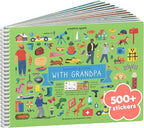Spending Time with Grandpa 500+ Kids Sticker Book by Cupkin Fun Toddler Travel Activity Coloring and Sticker Book, Road Trip Essentials, 12 Coloring Pages & Scenes for Ages 2–8 Years