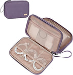 NISHEL Travel Cord Organizer Case, Double Layers Tech Electronic Bag, Essentials for Charger, Cable, Phone, Flash drive, Large, Purple