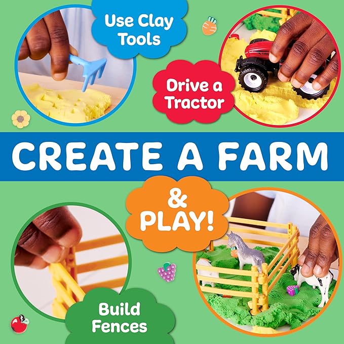 Creativity for Kids Sensory Pack: Farm, Sensory Toys for Toddlers, Pretend Play Farm Animals for Kids, Toddler Travel Toys & Spring Crafts (Ages 3+)