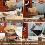 Pour Over Coffee Maker 13.5oz Portable Glass Coffee Maker High Borosilicate Glass Eagle Beak Spout Design with 50 Pcs Filter Paper Walnut Wood Base for Pour Over for Daily Brewing 400ml