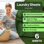 Happy Elephant Laundry Detergent Sheets, Fragrance Free, Natural Biodegradable Laundry Sheets, Plant Based, Tough on Stains, Gentle on Skin, Compatible with HE & Any Washing Machine, 6 Sheet, 3 Pack
