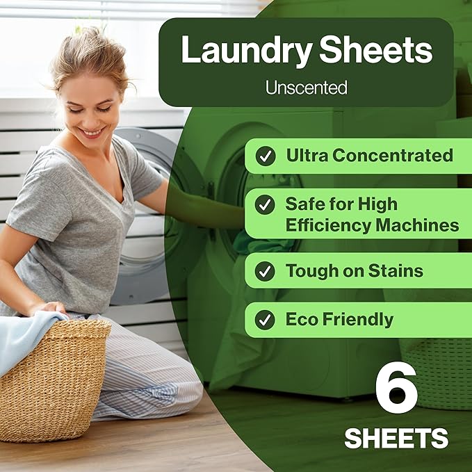 Happy Elephant Laundry Detergent Sheets, Fragrance Free, Natural Biodegradable Laundry Sheets, Plant Based, Tough on Stains, Gentle on Skin, Compatible with HE & Any Washing Machine, 6 Sheet, 3 Pack