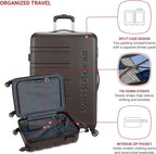 SwissGear 7366 Signature Hardside Expandable Luggage with Spinner Wheels, TSA Lock, Cup-Holder, Chocolate, 2-Piece Set (19/27)
