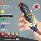 Stinger Personal Alarm Keychain Emergency Tool, Safety Panic Alarm Siren, Seat Belt Cutter, Glass Breaker, Security Device for Women Men Kid, Design in USA (Colorful)