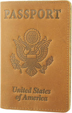 RFID Blocking Passport Holder Travel Wallet (Brown)
