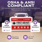 OSHA Compliant First Aid Kit - 10 Person, Type III, ANSI Class A, 111 Pieces Emergency Kit for Business, Office, Home, Vehicle, Truck, Car & Construction Site - Latex Free, Wall Mountable | ProHeal