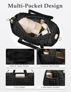 Quilted Travel Duffle Bag for Women Medium Weekender Bag Puffer Overnight Bag Large Soft Puffy Duffel Bag Carry-On Gym Bag Lightweight Personal Item Travel Bag for Trips Business Sport Airplane
