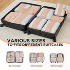 10 Set Compression Packing Cubes for Travel Essentials,Compressible Expandable Packing Cubes for Suitcase,OlarHike Luggage Organizer Bags for Travel,Handy Helper for Organizing Clothes(Gold)