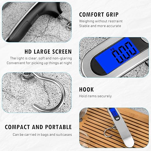 Luggage Scale, NEW 2.0 Portable Digital Suitcase Weight Scale with USB Charging, 110 Lb/50kg Luggage Scale with Hook, Travel Scale for Travel, Household and Outdoor