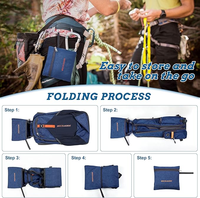 BECOJADDE 15L Small Hiking Backpack for Men Women Foldable Packable Back Pack Ultralight Hiking Daypack for Travel Camping Outdoor, Navy Blue