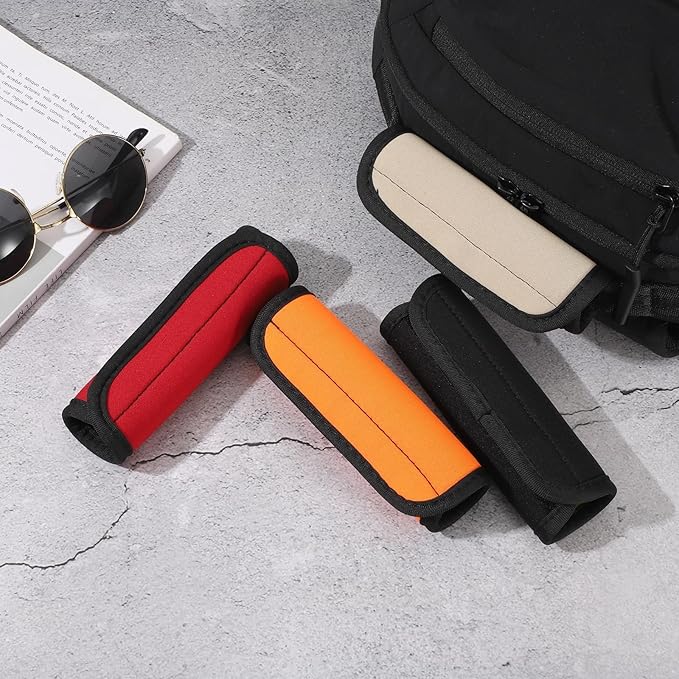 uxcell 3 Pcs Luggage Handle Wrap for Suitcase, Neoprene Handbag Grip Cover Protector Luggage Identifiers Suitcase Handle Wraps for Luggage Shopping Bag Travel Bags, Orange