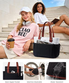LOVEVOOK Tote Bag for Women, Puffy Work Tote with Large Cup Holder, Quilted Laptop Bag Travel Tote Shoulder Bag Handbag