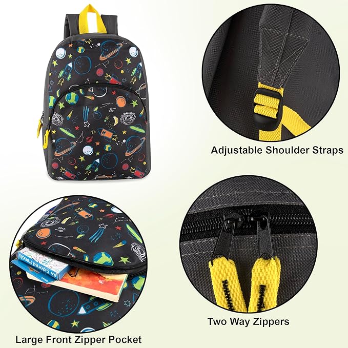 Trail maker 15 Inch Kids Backpacks for Boys & Girls | Preschool, Kindergarten, Elementary School Backpacks with Adjustable, Padded Straps (Stellar Space)