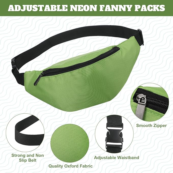 Saintrygo 20 Pcs Neon Fanny Pack Bulk, 90s 80s Fanny Pack Adjustable Waist Bags, Vintage Bag, Oxford Cloth for Workout Traveling Running Bachelor Party Favors Women Men (Fashion Color)
