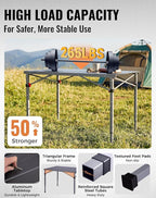 KingCamp Folding Camping Table Foldable Loads 265 Lbs, 42.1"× 27.6" Portable Table 3 Adjustable Height Aluminum Roll Up Camp Table with Carry Bag for Camping Picnic BBQ Backyard, Indoor & Outdoor