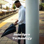 Totes Auto Open Water Repellent Stick Umbrella with Classic Wood J Hook Handle