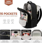 LOVEVOOK Laptop Backpack for Women 15.6 inch,Cute Womens Travel Backpack Purse,Professional Laptop Computer Bag,Waterproof Work Business College Teacher Bags Carry on Backpack with USB Port,Black