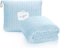 EverSnug Travel Blanket & Pillow 68x42 - Premium Ultra-Soft Microfleece 2 in 1 Compact & Packable Flight Blanket with Soft Bag Pillowcase, Hand Luggage Sleeve and Backpack Clip (Ice Blue)