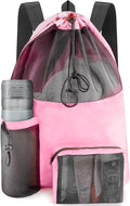 HOHOM Swim Mesh Beach Bag, Waterproof Gym Bags for Women and Men, Large Pool Bag Swimming Gear Drawstring Backpack