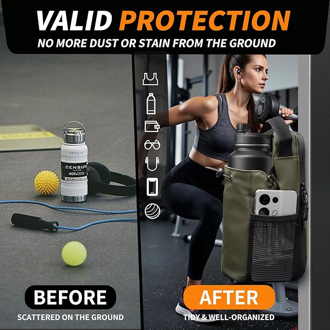 Magnetic Gym Bag for Women and Men, Magnetic Water Bottle Holder with Strap and Phone Pocket