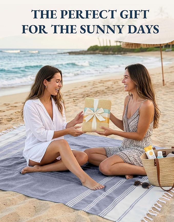 LANE LINEN Beach Towel 2 Pack - Beach Towels Oversized, Pre-Washed Large Beach Towels, Sandless Beach Towel, Quick Dry Travel Towel, Large Pool Towels, 39"x71" - Navy Blazer