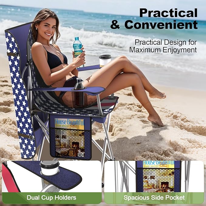 VTOY Portable Camping Chair with Canopy - Folding Chair with Canopy, Durable 600D Oxford Canopy Chair for Camping, Beach, Picnics, Fishing & Sports