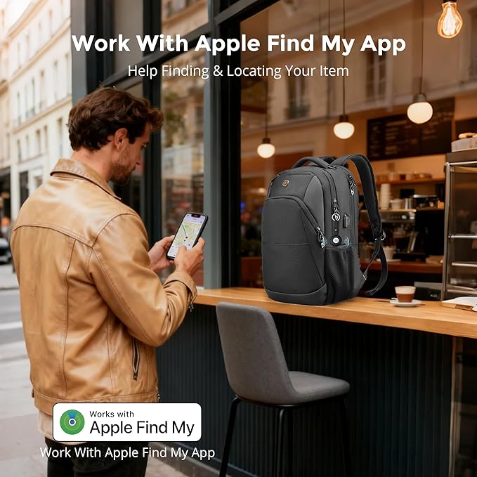 Swissdigital Design Adult Laptop Backpack, College Laptops Backpack with USB Charging Port for Men Fits 16 Inch Notebook with Finder Keychain, Bluetooth Tracker, Item Locator for Keys,SD16709508F-01