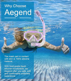 Aegend Snorkeling Gear for Adults Youth Kids, Snorkel Mask with Top Dry Valve - Panoramic View Anti-Leak and Anti-Fog with Mesh Bag for Snorkeling, Scuba Diving, Freediving & Swimming