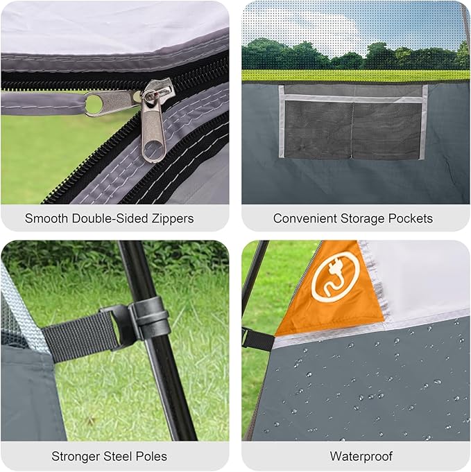 CAMPROS CP Camping Tent 2/4/6 Person, Waterproof Windproof Double Layer Dome Tent, Easy Setup with Large Mesh Windows & Wide Door for Outdoor Camping Backyard