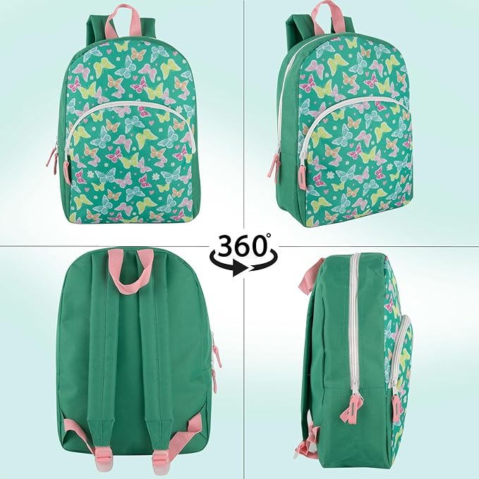 Trail maker 15 Inch Kids Backpacks for Boys & Girls | Preschool, Kindergarten, Elementary School Backpacks with Adjustable, Padded Straps (Beautiful Butterflies)