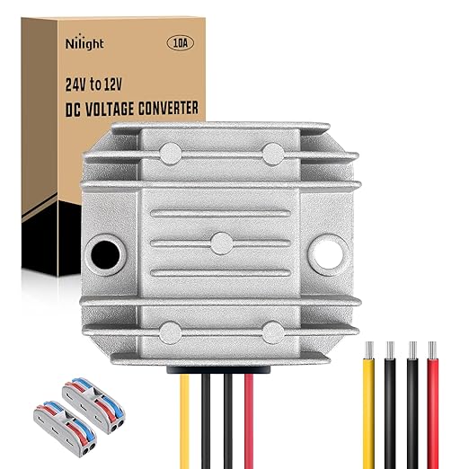 Nilight 24V to 12V Voltage Converter 120W 10A Regulator Step Down to 12VDC Waterproof DC Convert Reducer Power Supply Transformer Module for Golf Cart Scooters Trucks