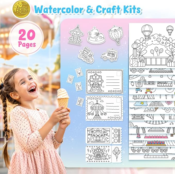 JoyCat Paint with Water Coloring Books for Toddlers, Watercolor Painting Sets for Kids Ages 3-5 4-8, Arts and Crafts Drawing Activities Toy Birthday Gifts for Boys Girls (Funfair)