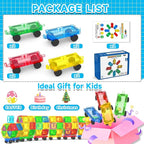 Mini Magnetic Tiles Cars Construction Set - 8 PCS Magnetic Car Base Compatiable with Mini & Standard Tiles, Magnet Building Blocks Expansion Set, Magnet Bricks Truck Toy for Boys & Girls