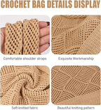 COOKOOKY Crochet Beach Tote bag Summer Beach Bag for Women Aesthetic Mesh Tote Bag Hippie Bag Knit Bag
