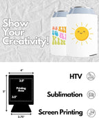 PartyPrints 1000 Pack White Blank Can Cooler Sleeves, Customizable Bulk Sublimation Can Coolers, Extra-Thick Collapsible Drink Insulator Sleeve, Beer Can Coolers for Party Beverages